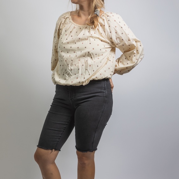 MADEWELL Puff Sleeve Top with Simplistic Pattern - Picture 2 of 4